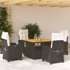 vidaXL Ensemble de salle à manger d'extérieur 5 pièces - Résine tressée noire avec coussins crème, table réglable, chaises inclinables