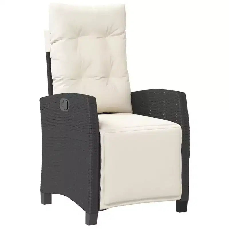 vidaXL Ensemble de salle à manger d'extérieur 5 pièces - Résine tressée noire avec coussins crème, table réglable, chaises inclinables