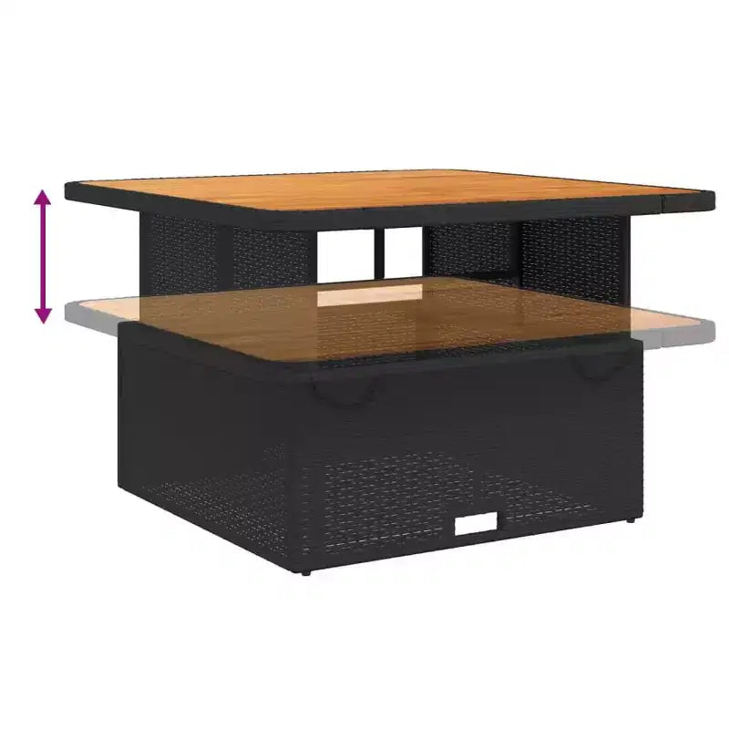 vidaXL Ensemble de salle à manger d'extérieur 5 pièces - Résine tressée noire avec coussins crème, table réglable, chaises inclinables