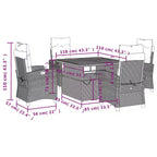 vidaXL Ensemble de salle à manger d'extérieur 5 pièces - Résine tressée noire avec coussins crème, table réglable, chaises inclinables