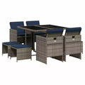 vidaXL Patio Dining Set, 8-Seater Foldable Gray PE Rattan Outdoor Table and Chairs