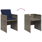 vidaXL Salon de jardin, table et chaises d'extérieur pliantes en rotin PE gris, 8 places