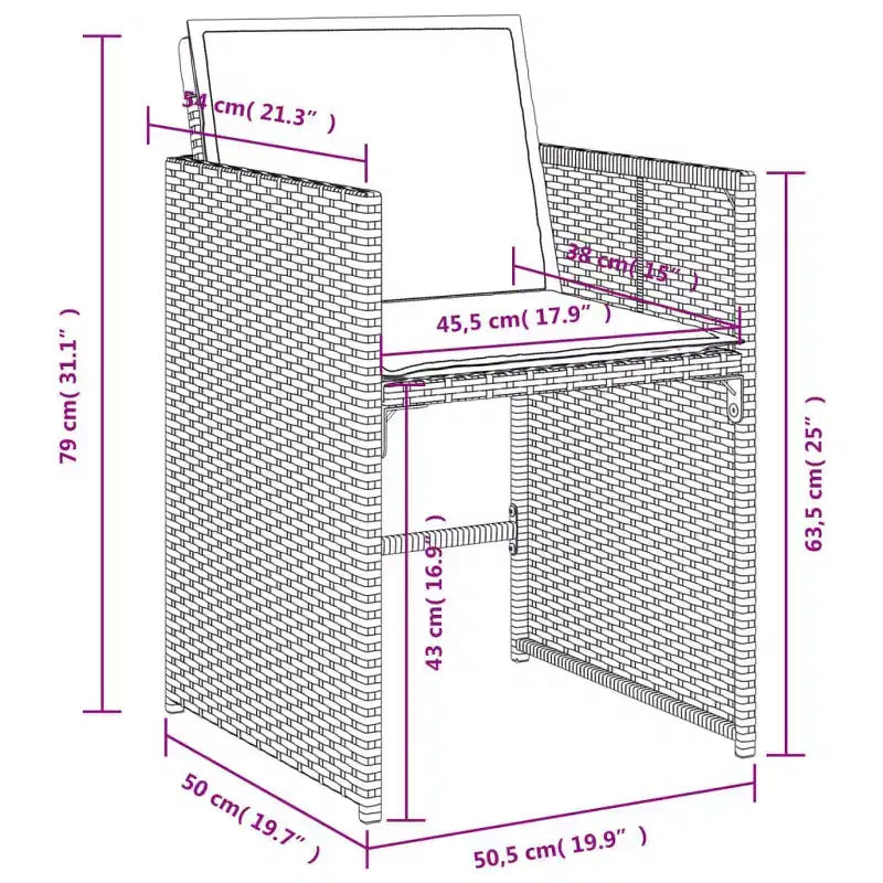 vidaXL Ensemble de salle à manger d'extérieur pliable 9 pièces en résine tressée grise avec coussins