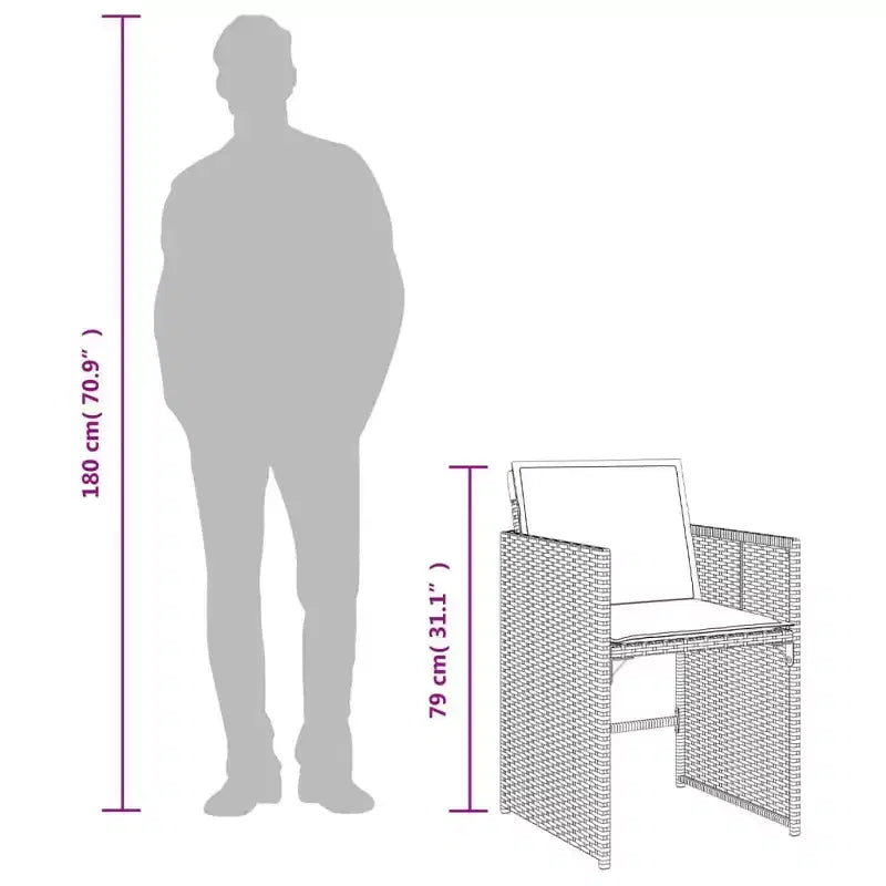 vidaXL Ensemble de salle à manger d'extérieur pliable 9 pièces en résine tressée grise avec coussins