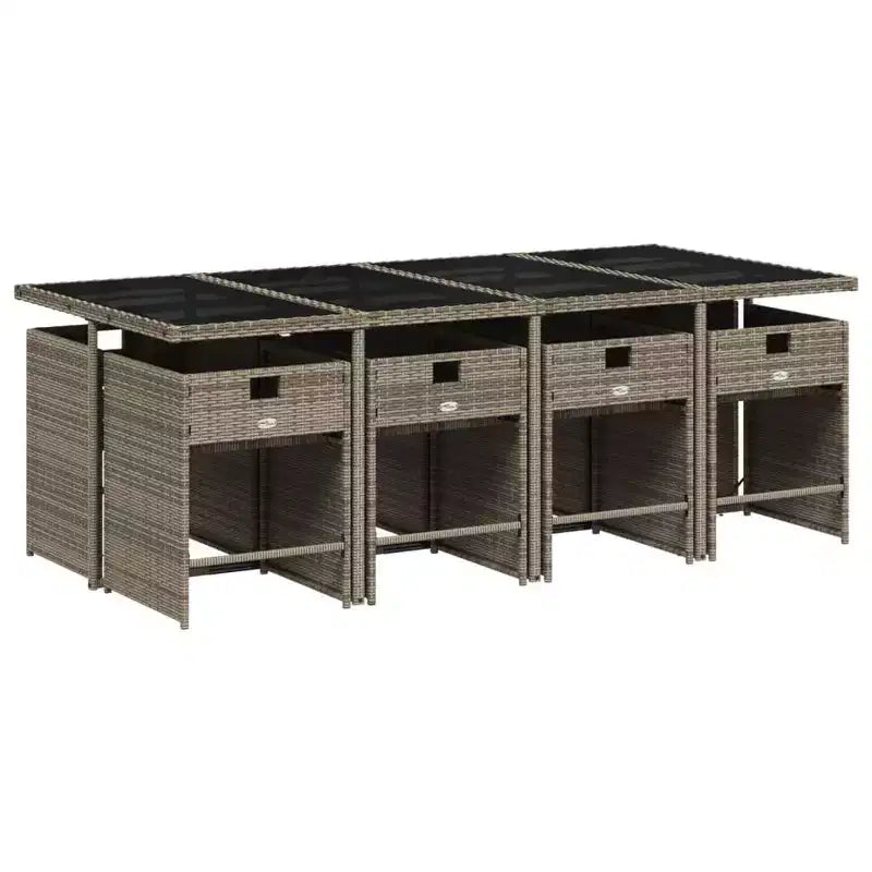 vidaXL Ensemble de salle à manger d'extérieur pliable 9 pièces en résine tressée grise avec coussins