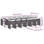 vidaXL Ensemble de salle à manger d'extérieur, 12 pièces, gris