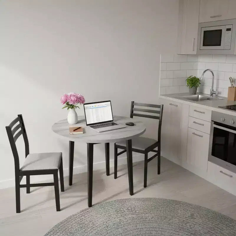 Ensemble table de salle à manger 3 pièces Homy Casa avec 2 chaises abattantes - Meuble de cuisine compact