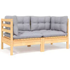 vidaXL Salon de jardin gris Bois de pin massif, tissu 100 % polyester Grande