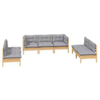 vidaXL Salon de jardin gris Bois de pin massif, tissu 100 % polyester Grande