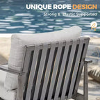 HAPPATIO Ensemble de mobilier de jardin 4 pièces en aluminium avec table basse, fauteuils pivotants et canapé 3 places pour terrasse et piscine