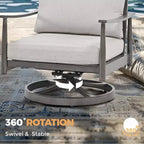 HAPPATIO Ensemble de mobilier de jardin 4 pièces en aluminium avec table basse, fauteuils pivotants et canapé 3 places pour terrasse et piscine