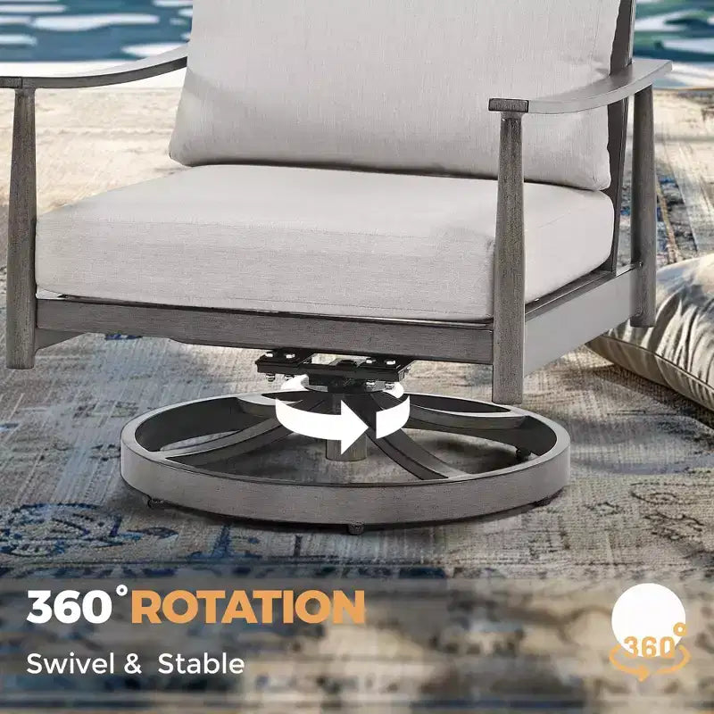HAPPATIO Ensemble de mobilier de jardin 4 pièces en aluminium avec table basse, fauteuils pivotants et canapé 3 places pour terrasse et piscine