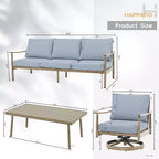 HAPPATIO Ensemble de mobilier de jardin 4 pièces en aluminium avec table basse, fauteuils pivotants et canapé 3 places pour terrasse et piscine