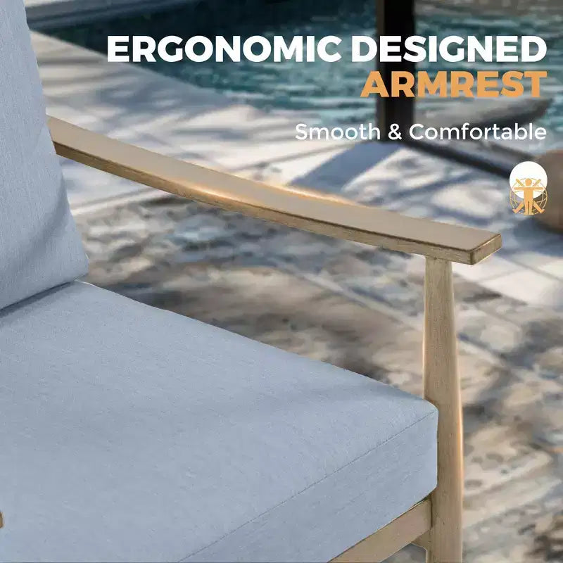 HAPPATIO Ensemble de mobilier de jardin 4 pièces en aluminium avec table basse, fauteuils pivotants et canapé 3 places pour terrasse et piscine