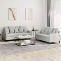 Sofa Set Light Grey Velvet (100% polyester), metal, plywood Medium