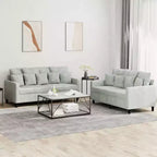 Sofa Set Light Grey Velvet (100% polyester), metal, plywood Medium