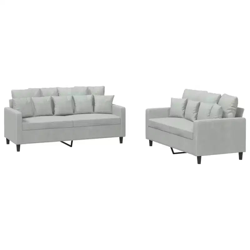 Ensemble de canapés en velours gris clair (100 % polyester), métal, contreplaqué Medium