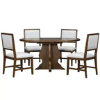 Ensemble de salle à manger 5 pièces en bois Whisen Farmhouse avec 4 chaises rembourrées, table à manger extensible