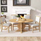 Ensemble de salle à manger 5 pièces en bois Whisen Farmhouse avec 4 chaises rembourrées, table à manger extensible