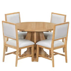 Ensemble de salle à manger 5 pièces en bois Whisen Farmhouse avec 4 chaises rembourrées, table à manger extensible