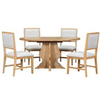Ensemble de salle à manger 5 pièces en bois Whisen Farmhouse avec 4 chaises rembourrées, table à manger extensible