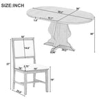 Ensemble de salle à manger 5 pièces en bois Whisen Farmhouse avec 4 chaises rembourrées, table à manger extensible