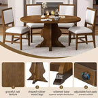 Ensemble de salle à manger 5 pièces en bois Whisen Farmhouse avec 4 chaises rembourrées, table à manger extensible