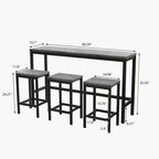 Ensemble de 4 meubles de bar industriels Okak avec table et tabourets de bar pour la cuisine, la salle à manger, ensemble de dînette en métal et bois pour le petit-déjeuner