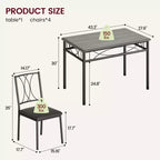 Ensemble table et 4 chaises de salle à manger, ensemble table et chaises modernes pour petits espaces, cadre en métal et plateau en MDF, pour cuisine, salle à manger, petits espaces, petit-déjeuner