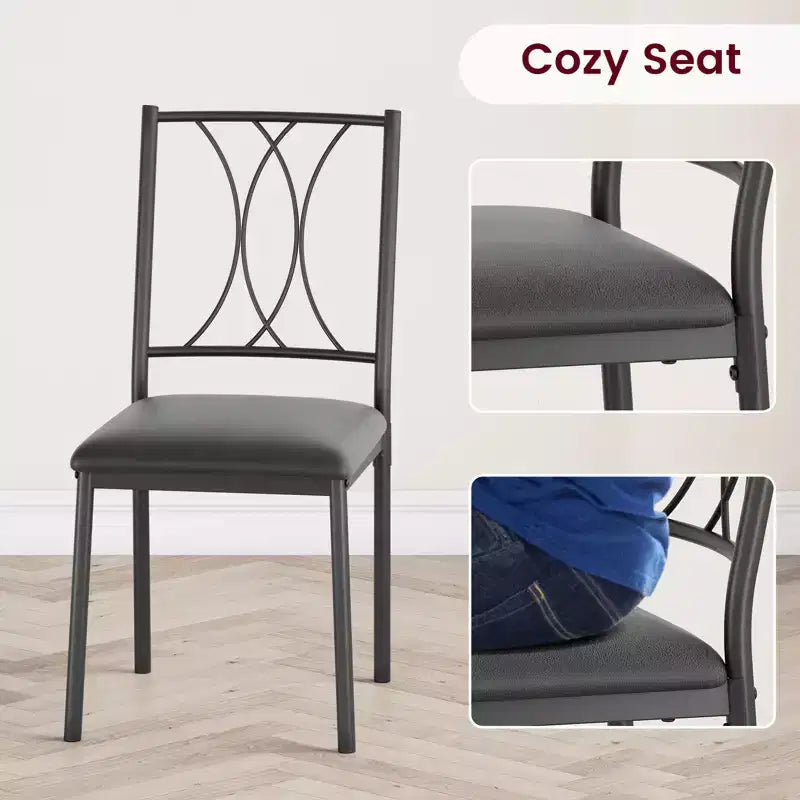 Ensemble table et 4 chaises de salle à manger, ensemble table et chaises modernes pour petits espaces, cadre en métal et plateau en MDF, pour cuisine, salle à manger, petits espaces, petit-déjeuner
