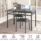 Ensemble table et 4 chaises de salle à manger, ensemble table et chaises modernes pour petits espaces, cadre en métal et plateau en MDF, pour cuisine, salle à manger, petits espaces, petit-déjeuner