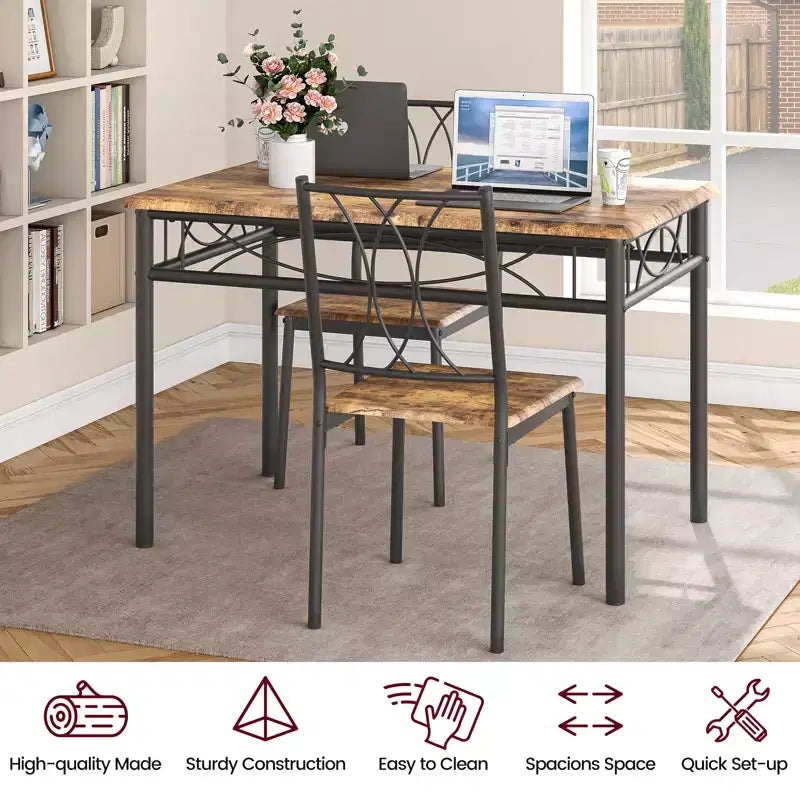 Ensemble table et 4 chaises de salle à manger, ensemble table et chaises modernes pour petits espaces, cadre en métal et plateau en MDF, pour cuisine, salle à manger, petits espaces, petit-déjeuner