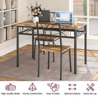 Ensemble table et 4 chaises de salle à manger, ensemble table et chaises modernes pour petits espaces, cadre en métal et plateau en MDF, pour cuisine, salle à manger, petits espaces, petit-déjeuner