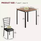 Ensemble de salle à manger 3 pièces, table et 2 chaises, ensemble de dînette moderne pour 2, 2 chaises à dossier en métal, pour dînette, cuisine, salle à manger