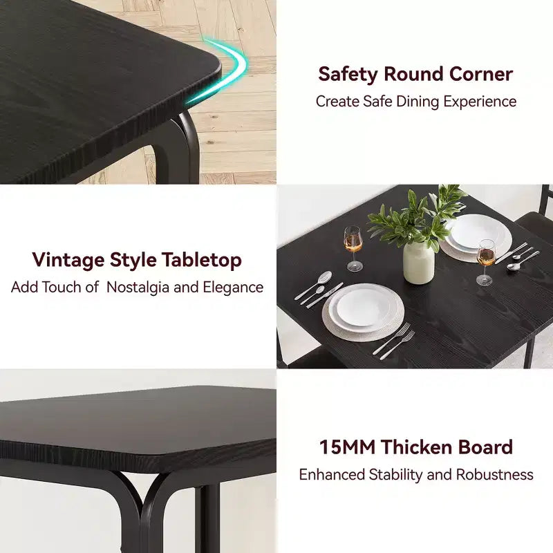 Ensemble de salle à manger 3 pièces, table et 2 chaises, ensemble de dînette moderne pour 2, 2 chaises à dossier en métal, pour dînette, cuisine, salle à manger