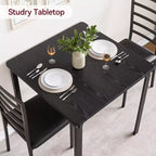 Ensemble de salle à manger 3 pièces, table et 2 chaises, ensemble de dînette moderne pour 2, 2 chaises à dossier en métal, pour dînette, cuisine, salle à manger