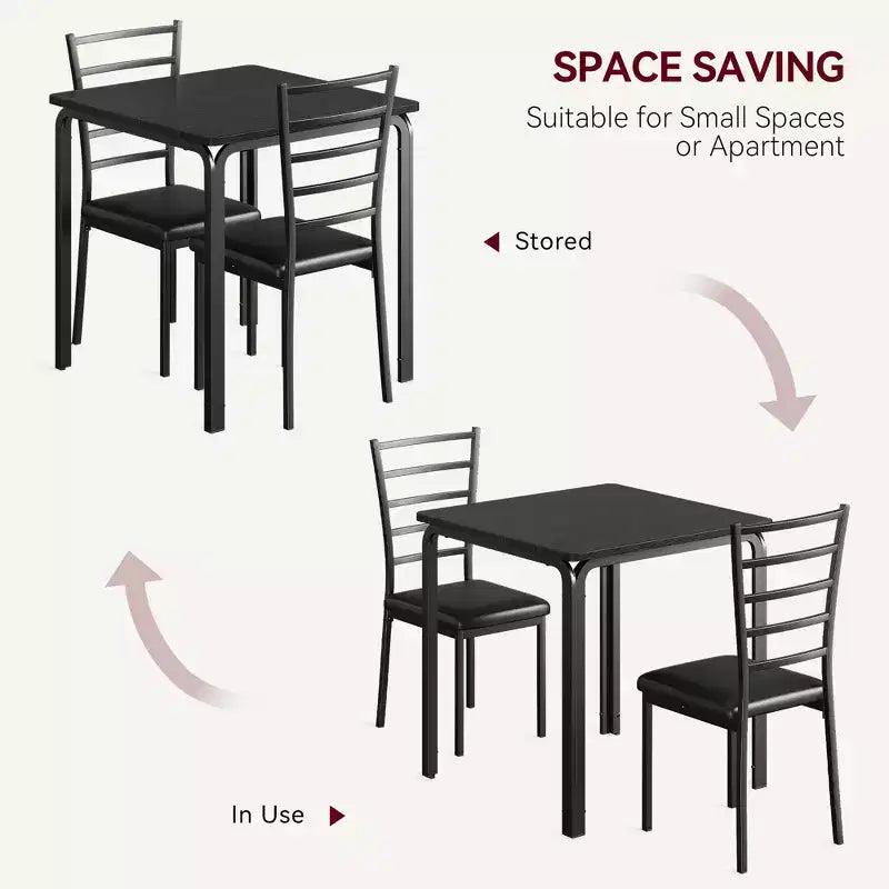 Ensemble de salle à manger 3 pièces, table et 2 chaises, ensemble de dînette moderne pour 2, 2 chaises à dossier en métal, pour dînette, cuisine, salle à manger