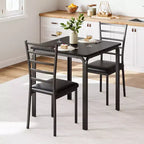 3-Piece Kitchen Dining Room Table Chair Set, Modern Dinette Set for 2, 2 Metal-Back Chairs, for Dinette, Kitchen, Dining Room