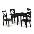 HomeStock 5-Pc Black Finish Solid Wood Top - Rectangular Dining Room Set with Butterfly Leaf - Seats 4