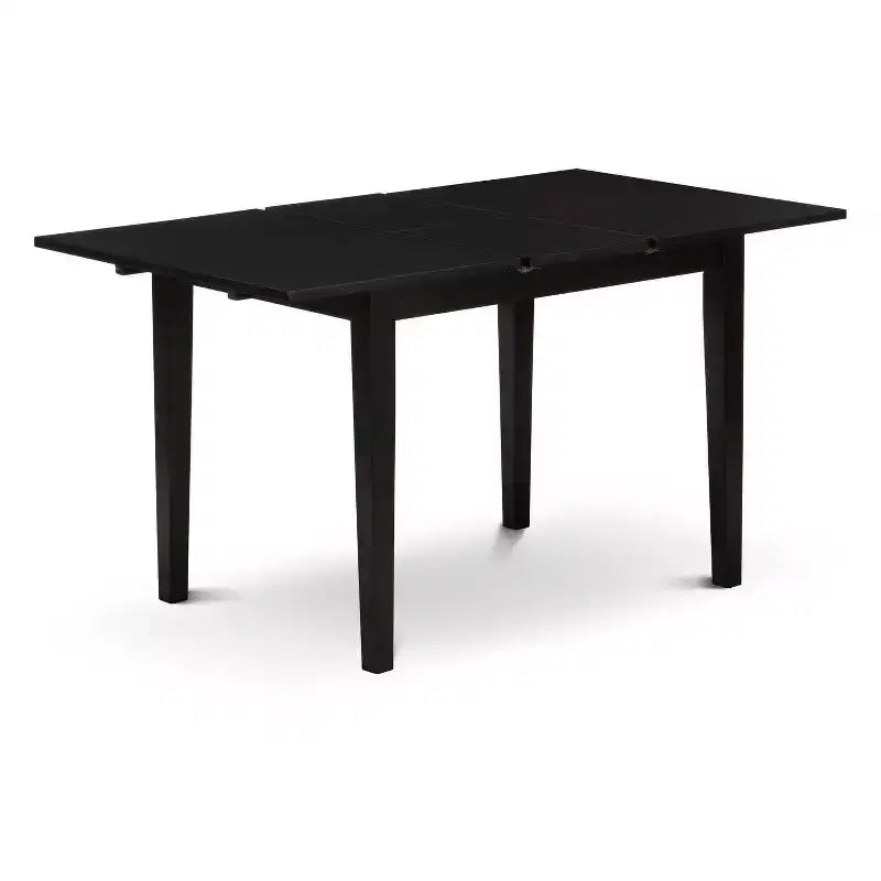 Ensemble de salle à manger rectangulaire HomeStock 5 pièces en bois massif finition noire avec rallonge papillon - 4 places