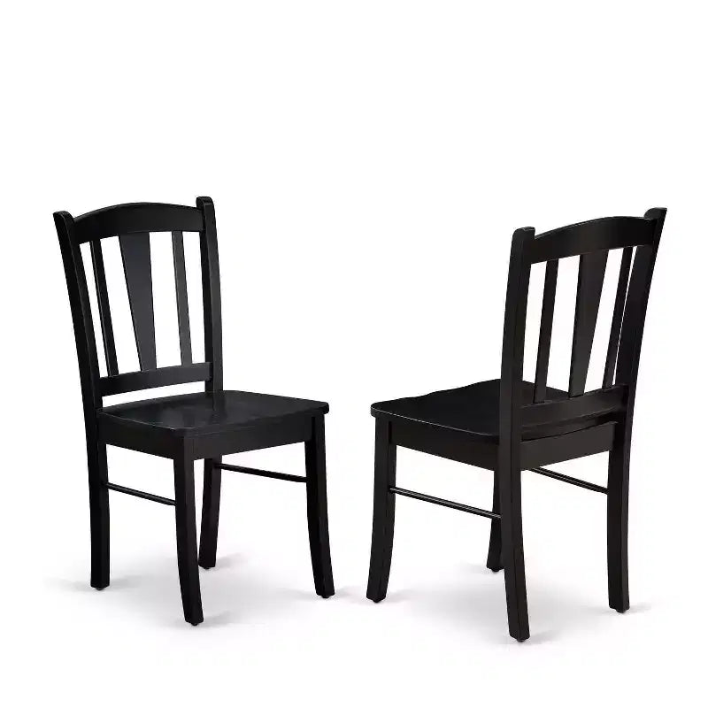 HomeStock 5-Piece Round Black and Cherry Finish Solid Wood Top Dining table with 4 Chairs with Slat Back