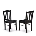HomeStock 5-Piece Round Black and Cherry Finish Solid Wood Top Dining table with 4 Chairs with Slat Back