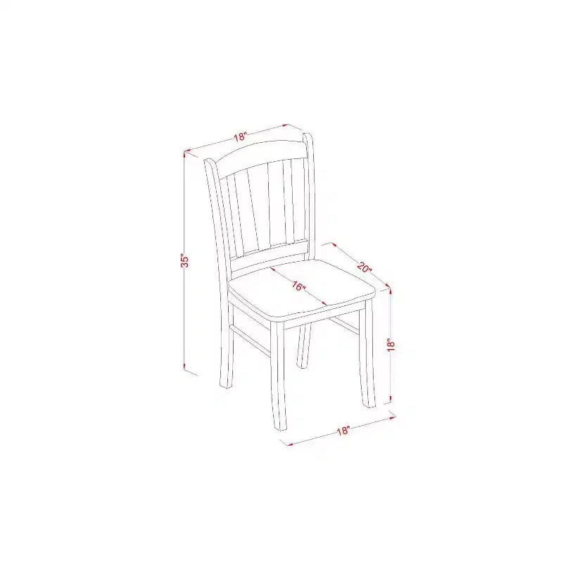 Ensemble de salle à manger HomeStock 5 pièces avec table ronde plateau en bois massif finition noir et cerisier et 4 chaises à dossier à barreaux