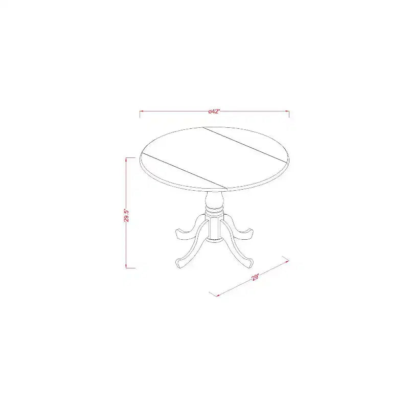 Ensemble de salle à manger rond - Ensemble de dînette de cuisine 5 pièces avec chaises - Table de 42 pouces, finition noire et cerise