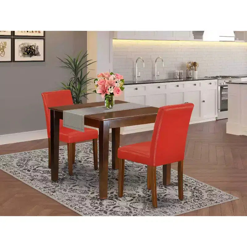 Ensemble de table de cuisine vintage - Table carrée de 91 cm avec 2 chaises Parsons - Ensemble de salle à manger rétro