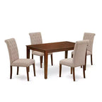 HomeStock 5-Pc Mahogany Finish Solid Wood Top - Rectangular Dining Room Set - Seats 4