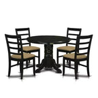 Medieval Round Dining Table Set - 5 Piece Kitchen Chairs & Table - Linen Fabric - 42 Inch