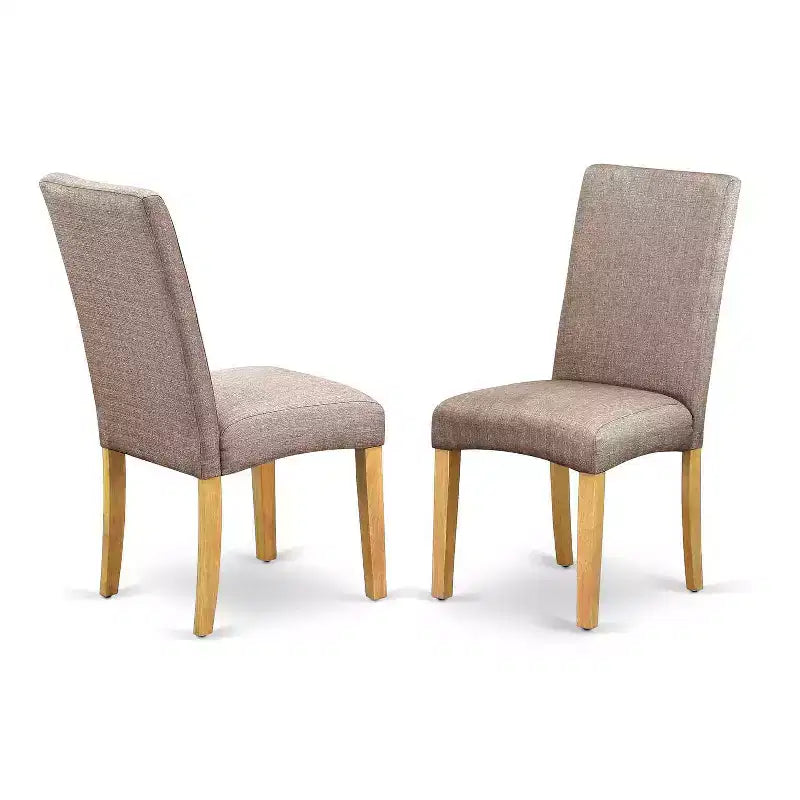 Ensemble de salle à manger rectangulaire - Table et chaises 3 pièces style cottage, tissu en lin, finition kaki foncé