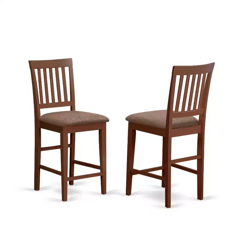 Ensemble de salle à manger hauteur comptoir - Table et chaises de cuisine bohèmes 5 pièces - Table ronde à pied central en bois