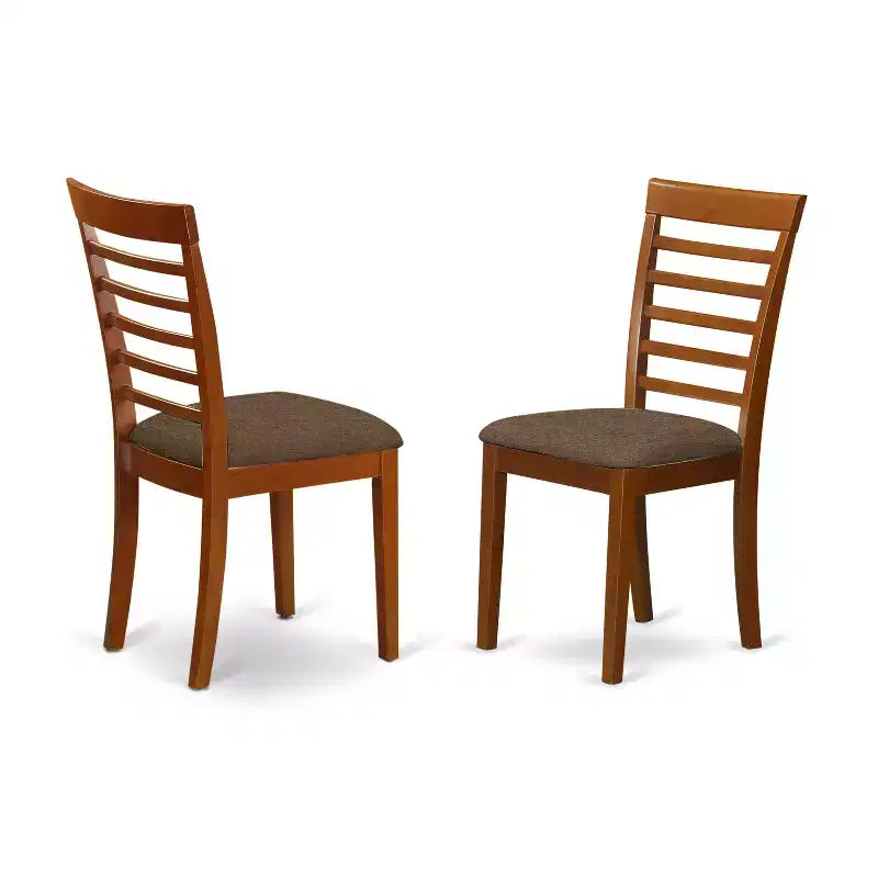 Table à manger HomeStock 7 pièces de forme ovale, plateau en bois massif finition marron selle avec 6 chaises